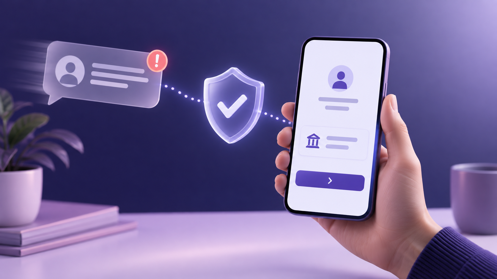 A customer checking a payment recipient before approving a bank transfer on a smartphone